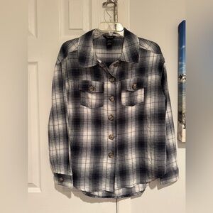 Black, White and Blue Plaid Shirt